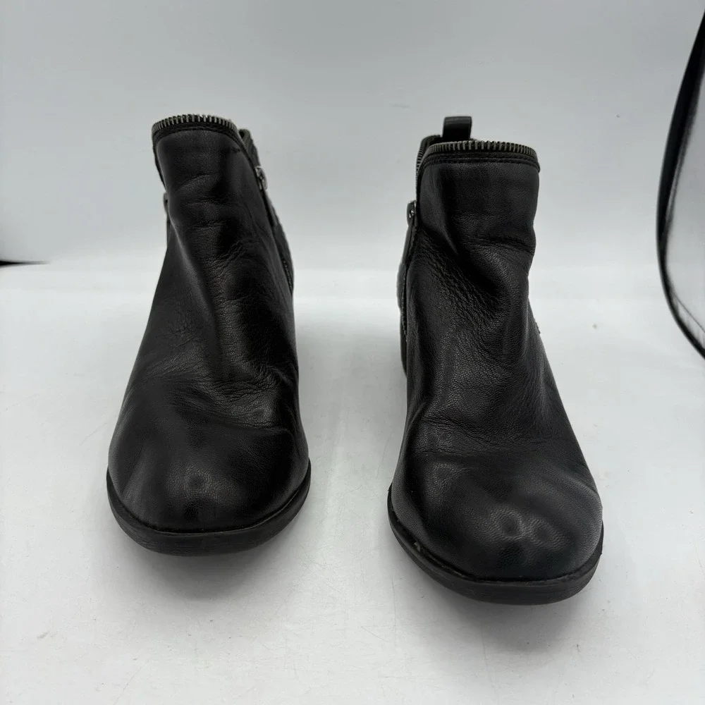 Lucky Brand Ankle Boots Womens Size 9 M Bartalino Black‎ Double Zip Booties